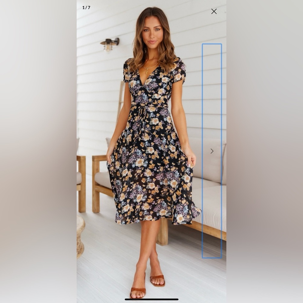 Hello Molly - Home with You Floral Midi Dress, Black, Size 8 Large